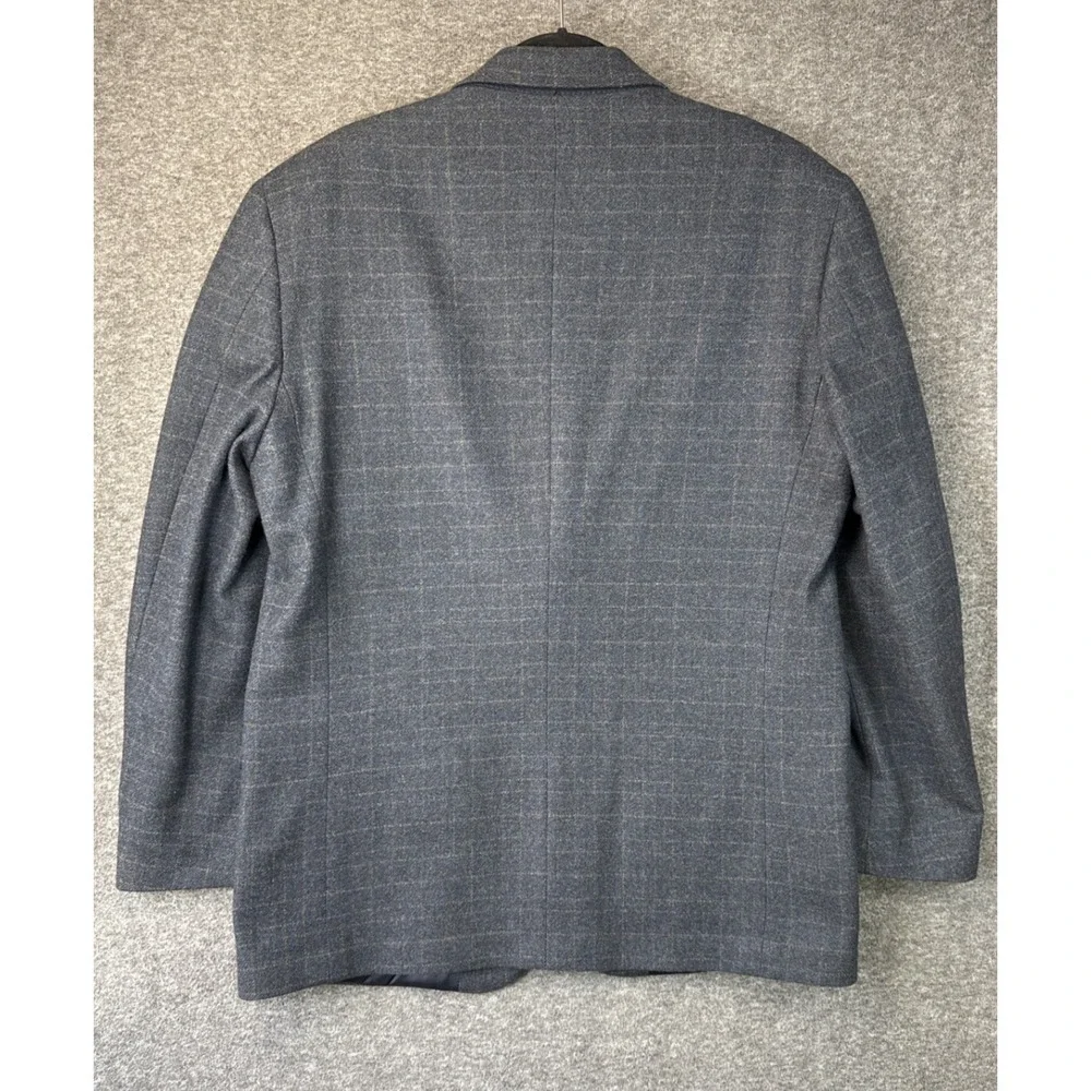 Pronto Uomo Mens 42R Blazer Wool Cashmere Luxury Fabric Made in Italy Plaid Gray